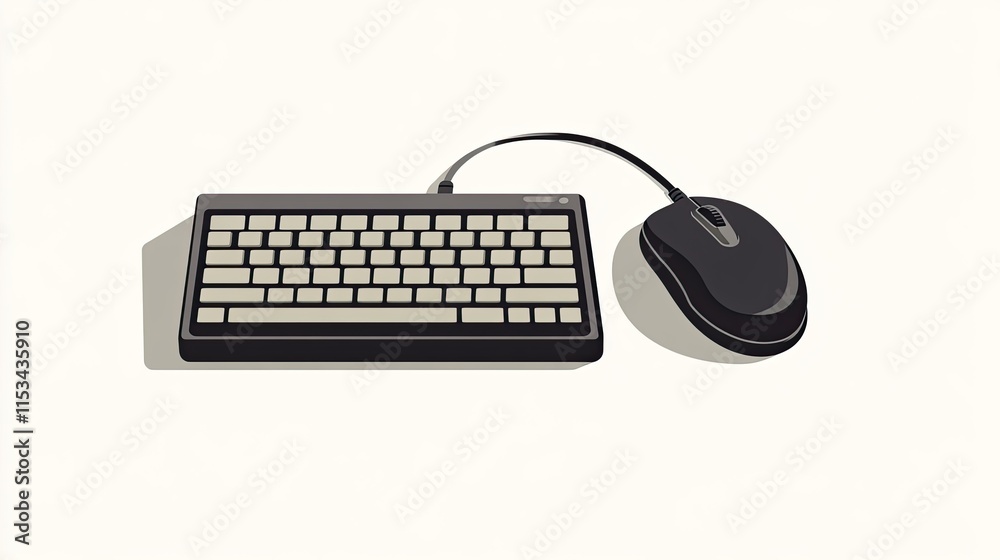 Retro keyboard and mouse set on white background. Retro keyboard and mouse set on white background.