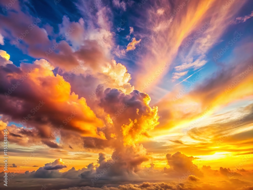 Obraz premium Dreamlike Pastel Sunset Cloudscape: Soft Hues & Celestial Glow Stock Photo