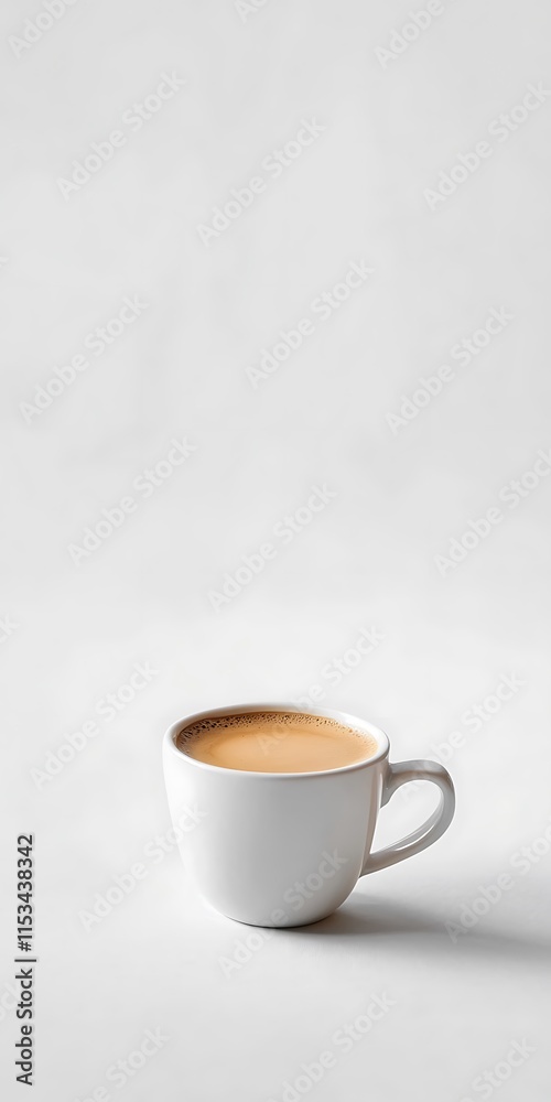 A single cup of coffee on a white background. A single cup of coffee on a white background.