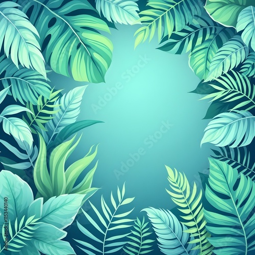 Wallpaper Mural Tropical leaves border, lush jungle foliage Torontodigital.ca