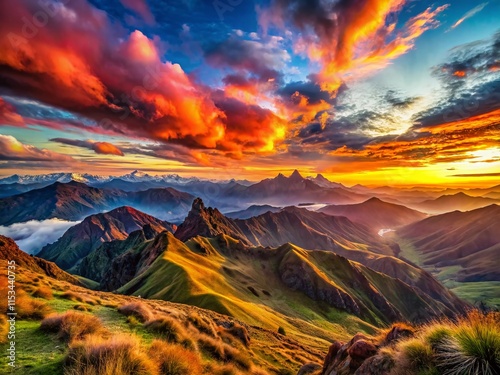 Ecuadorian Andes Sunset: Breathtaking 5000m High Altitude Landscape photo