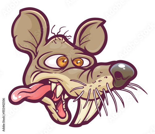 Funny cartoon rat vectorized ink drawing. 