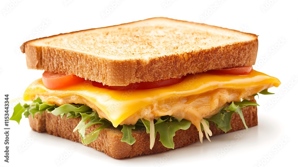 Grilled cheese sandwich with tomato and lettuce on toasted bread. Grilled cheese sandwich with tomato and lettuce on toasted bread.