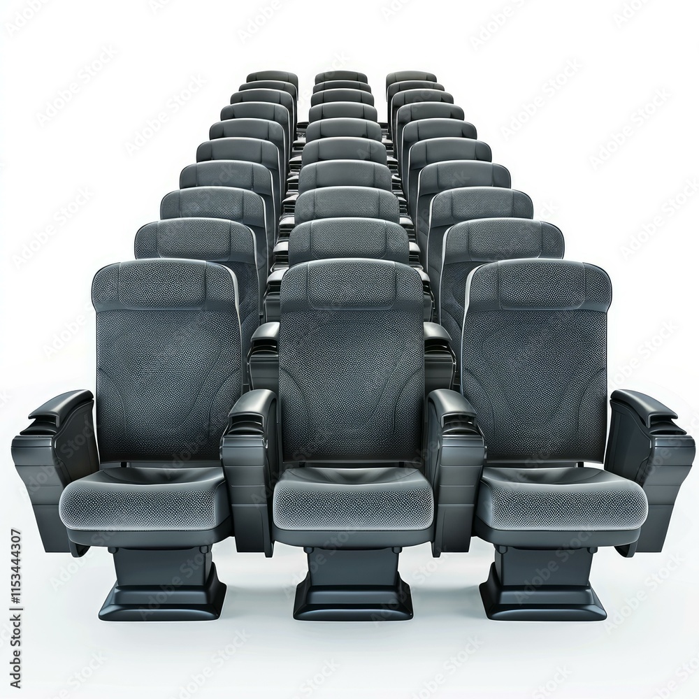 Fototapeta premium Rows of empty gray seats are waiting for spectators in a modern auditorium or theater