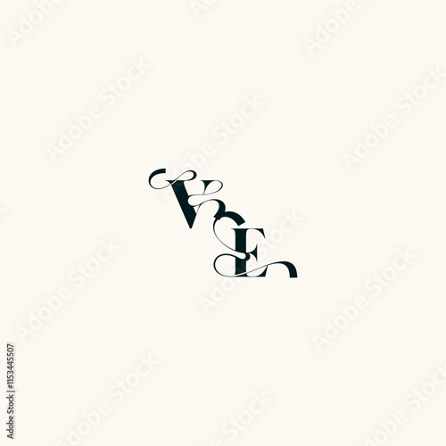 fancy curve logo EV wedding monogram elegant bold and hairline initial letter