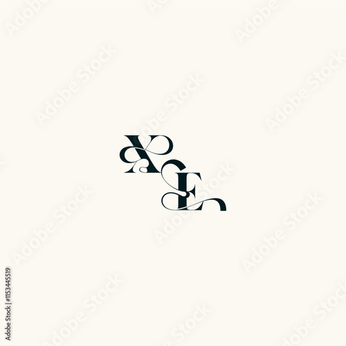 fancy curve logo EX wedding monogram elegant bold and hairline initial letter