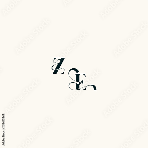 fancy curve logo EZ wedding monogram elegant bold and hairline initial letter