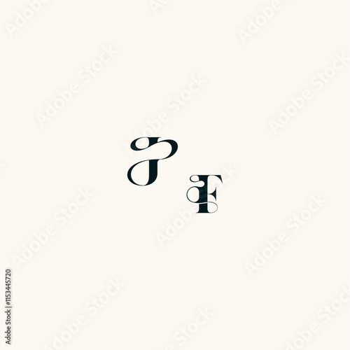 fancy curve logo FJ wedding monogram elegant bold and hairline initial letter