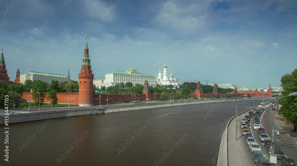 MOSCOW, RUSSIA - NOVEMBER 9, 2024: Explore the historic Kremlin along the Moskva River with clear skies and city activity in view MOSCOW, RUSSIA - NOVEMBER 9, 2024: Explore the historic Kremlin along the Moskva River with clear skies and city activity in view