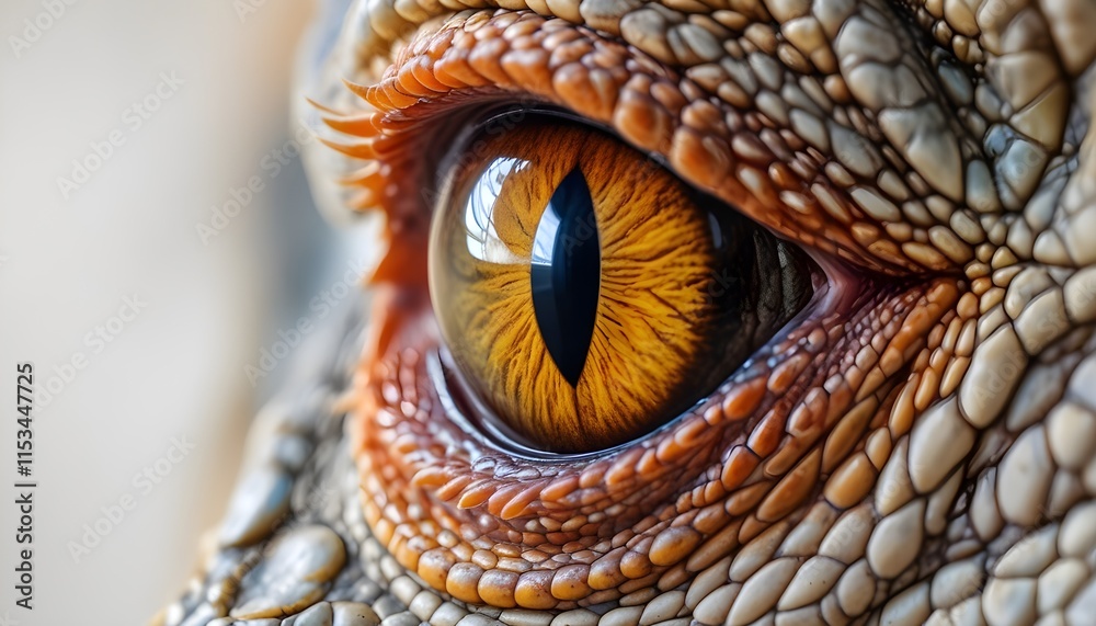 Naklejka premium A reptile's eye, likely a lizard , with a large and vibrant eye