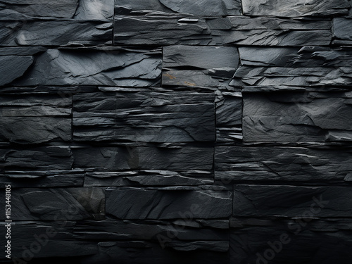 Natural black slate stone texture with intricate pattern forming a background