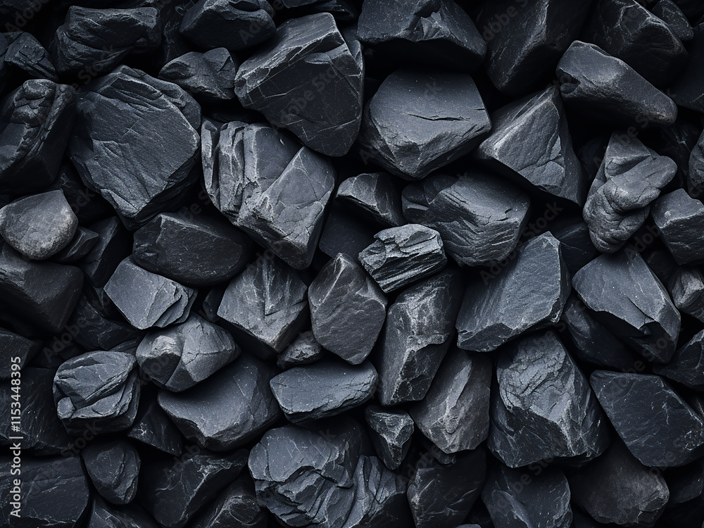 Sturdy black stone surface forming a textured background for interior decoration