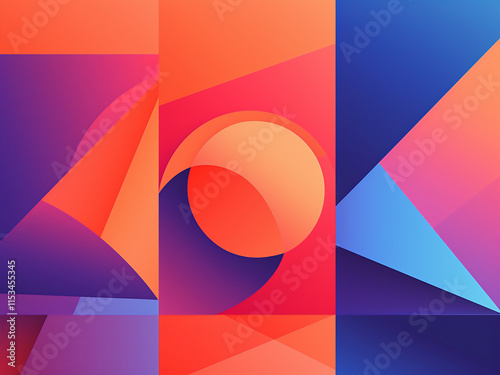 Colorful gradient covers with geometric patterns and modern abstract designs photo