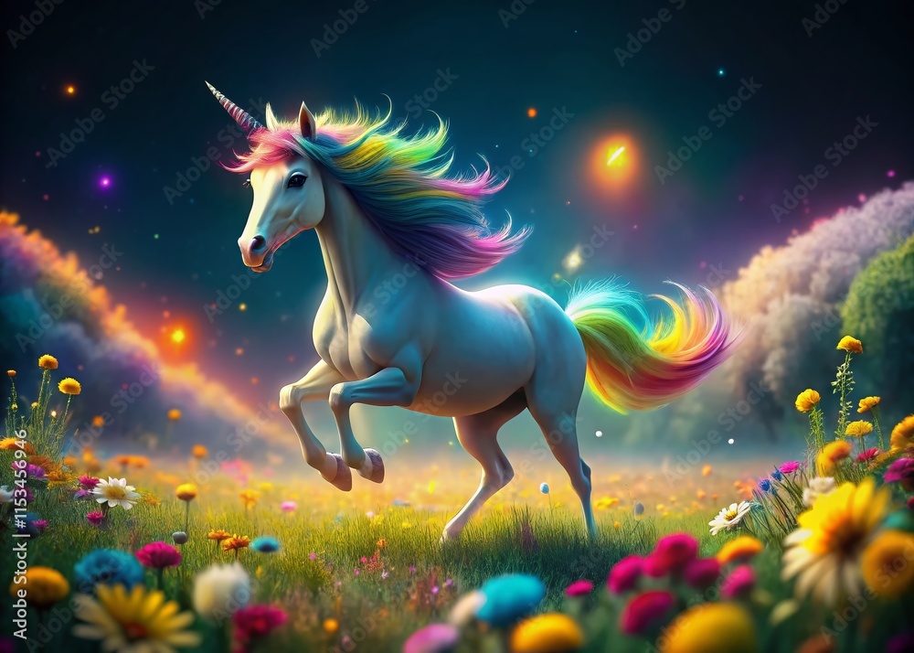 Whimsical Rainbow Unicorn Long Exposure, Magical Creature Photography Whimsical Rainbow Unicorn Long Exposure, Magical Creature Photography