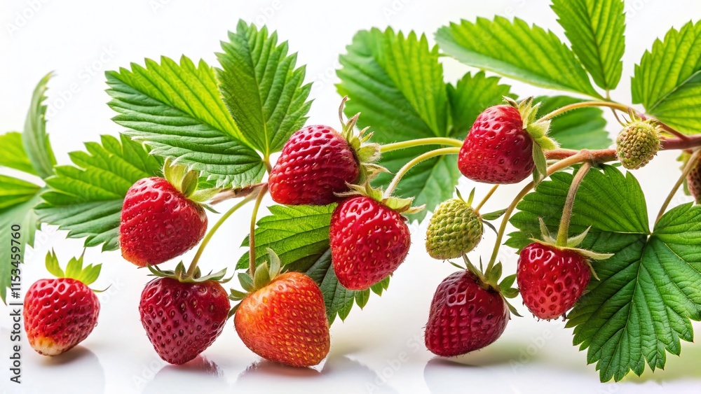Wild Strawberry Branch, Fresh Berries, Summer Fruit, Red Berries, Nature Photography Wild Strawberry Branch, Fresh Berries, Summer Fruit, Red Berries, Nature Photography