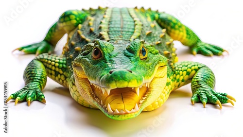 Smiling Crocodile Bird's Eye View - Green Yellow Reptile photo