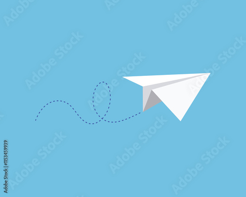 Origami paper airplane flying in the air email sending concept Message to the recipient. vector illustration.