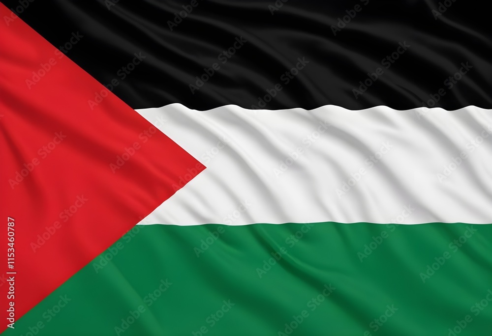 The flag of Palestine, consisting of three equal horizontal stripes from top to bottom The flag of Palestine, consisting of three equal horizontal stripes from top to bottom