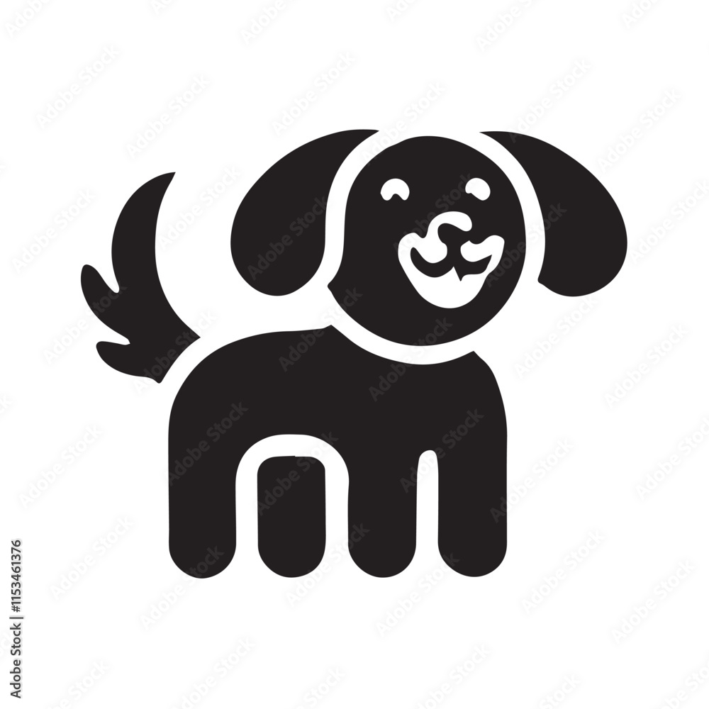 Black and White Cartoon Dog Illustration Black and White Cartoon Dog Illustration
