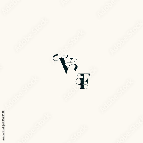 fancy curve logo FV wedding monogram elegant bold and hairline initial letter