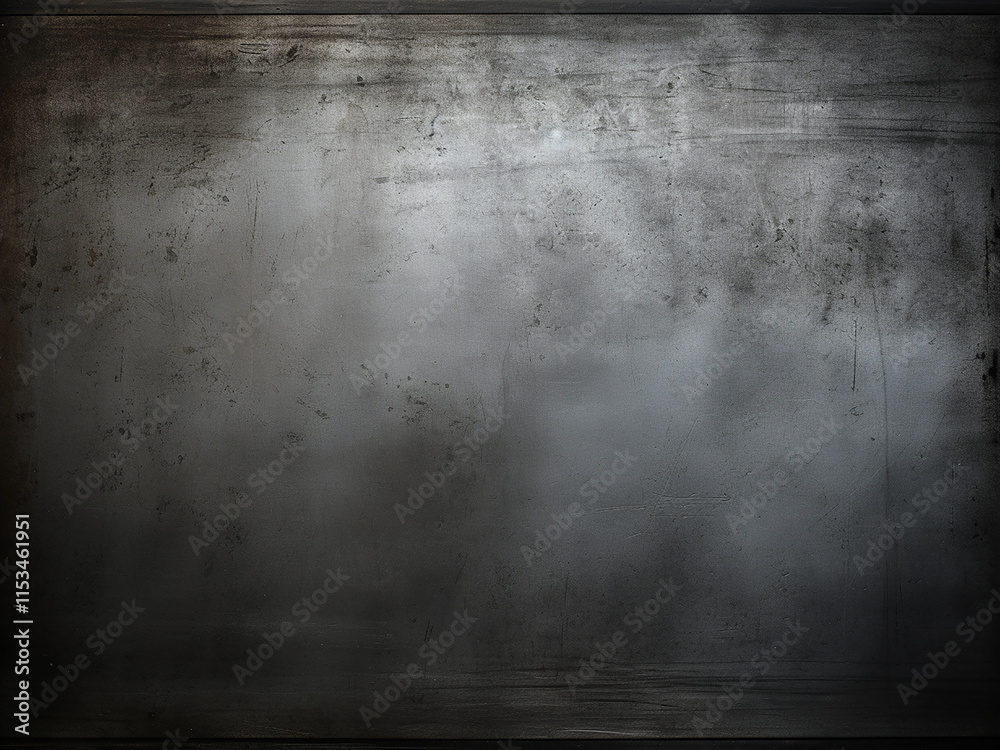 Dark vignette effect on metal sheet with free space for text and grunge texture
