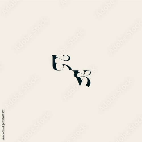 wedding monogram elegant VU bold and hairline initial letter fancy curve logo