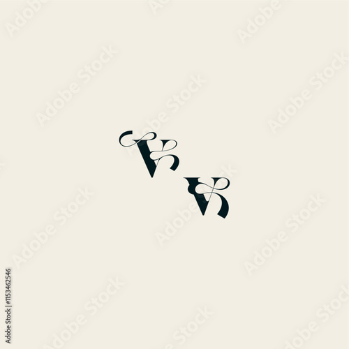 wedding monogram elegant VV bold and hairline initial letter fancy curve logo