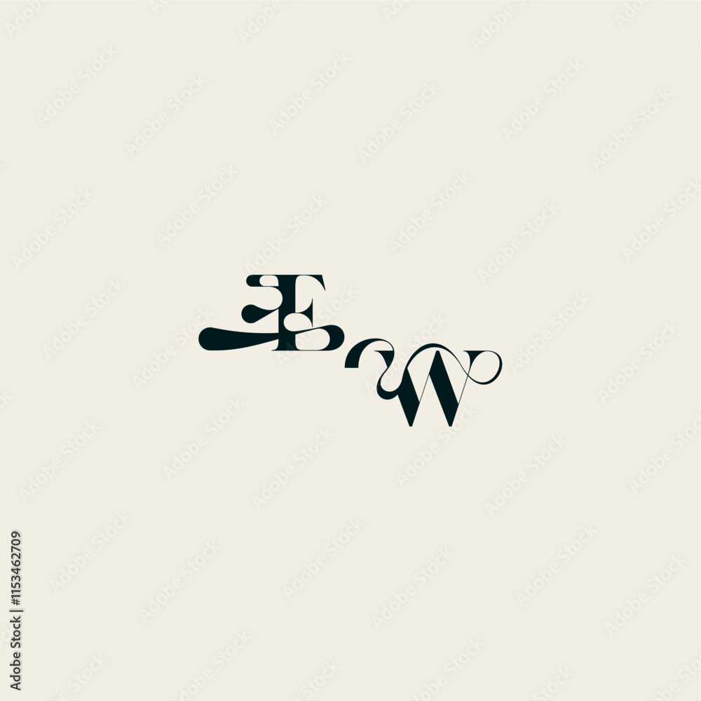 wedding monogram elegant WF bold and hairline initial letter fancy curve logo wedding monogram elegant WF bold and hairline initial letter fancy curve logo
