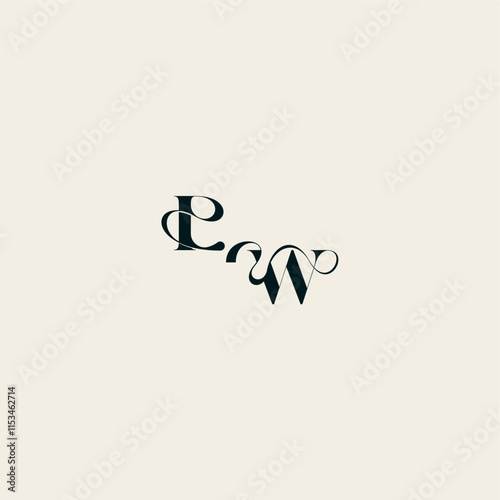 wedding monogram elegant WI bold and hairline initial letter fancy curve logo