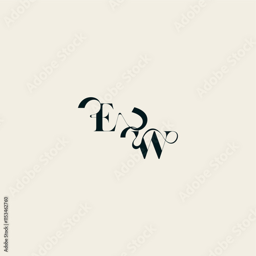 wedding monogram elegant WE bold and hairline initial letter fancy curve logo