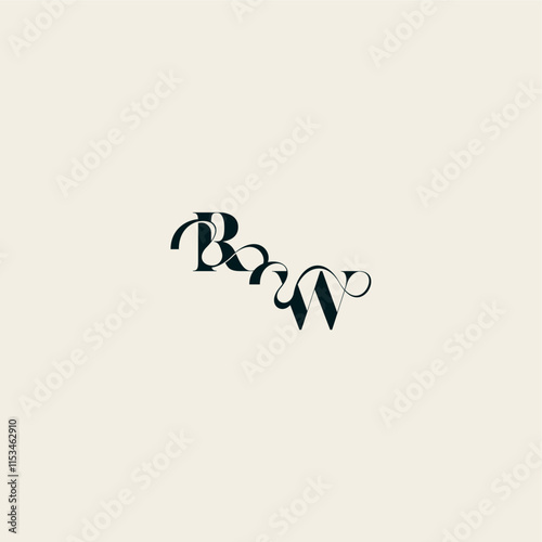 wedding monogram elegant WR bold and hairline initial letter fancy curve logo