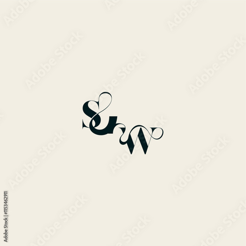 wedding monogram elegant WS bold and hairline initial letter fancy curve logo