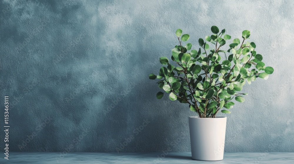Minimalist potted plant against a textured background Minimalist potted plant against a textured background