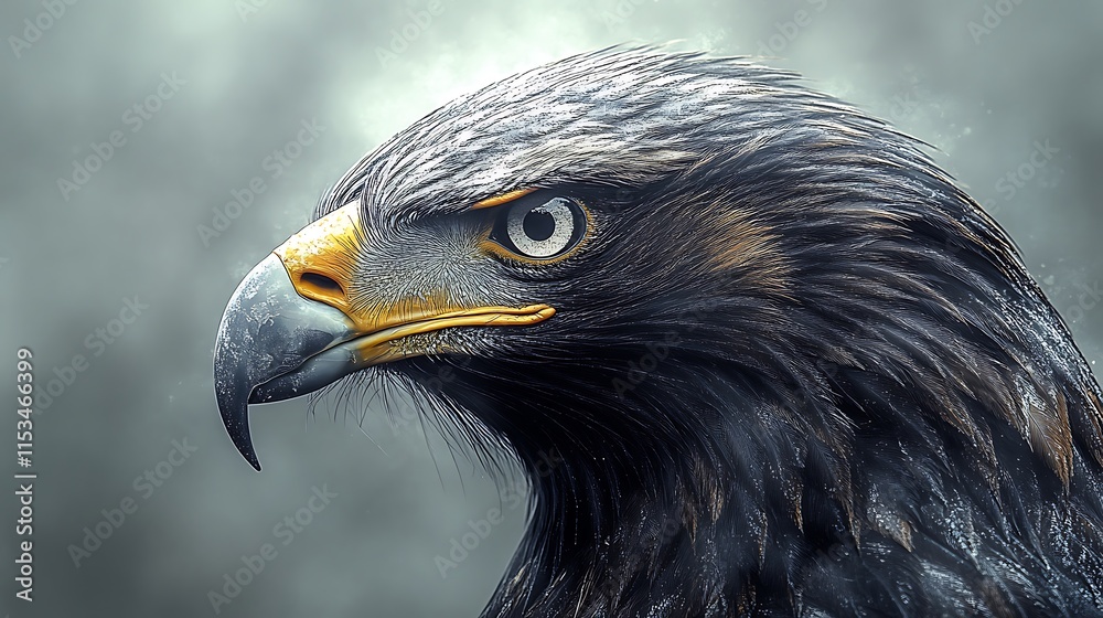 Obraz premium Eagle illustration classic monochrome bold lines high resolution hd image