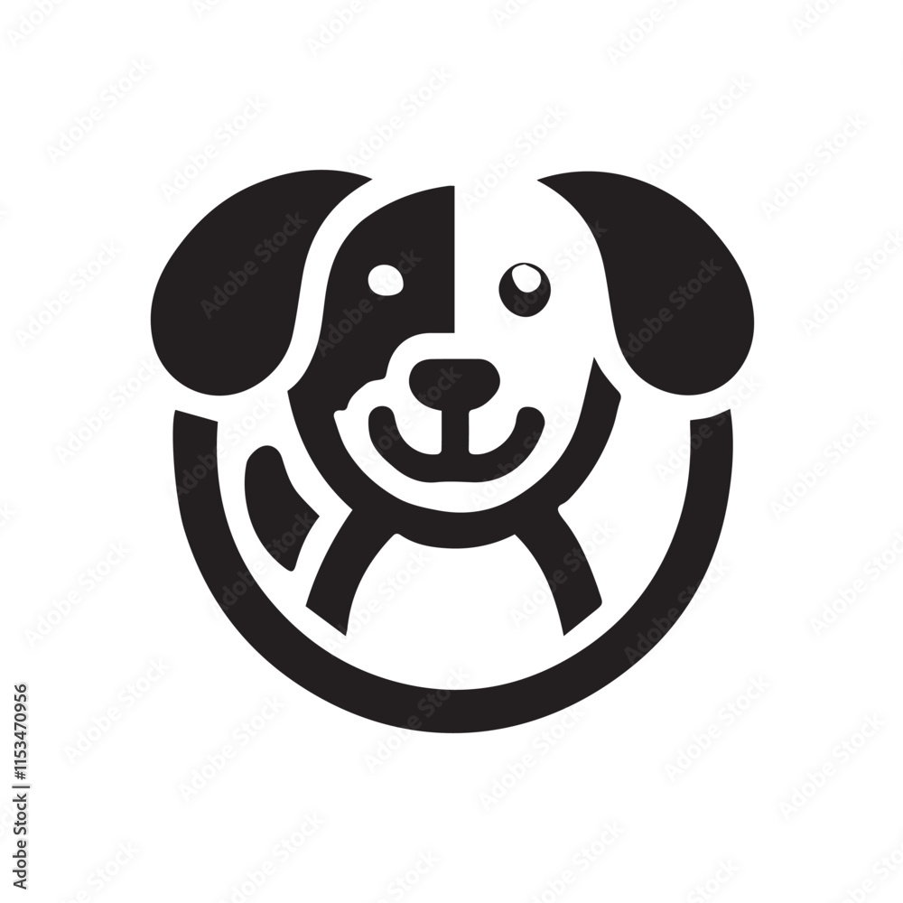 Cute Black and White Cartoon Dog Illustration Cute Black and White Cartoon Dog Illustration