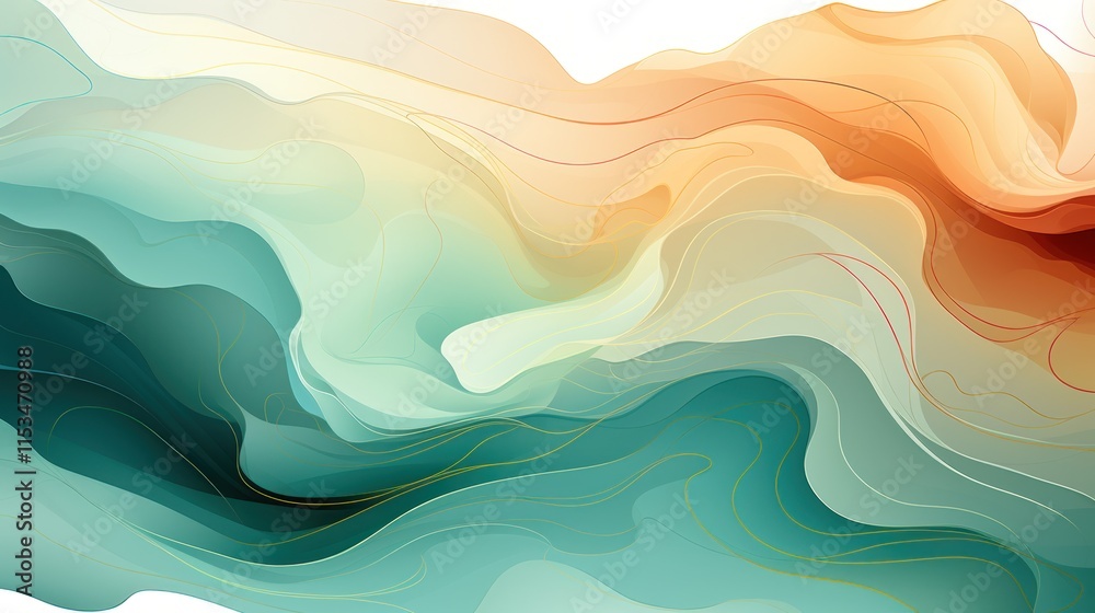 Abstract Teal and Orange Fluid Art: A Serene Digital Painting Abstract Teal and Orange Fluid Art: A Serene Digital Painting