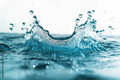 Splash of blue water in motion. photo