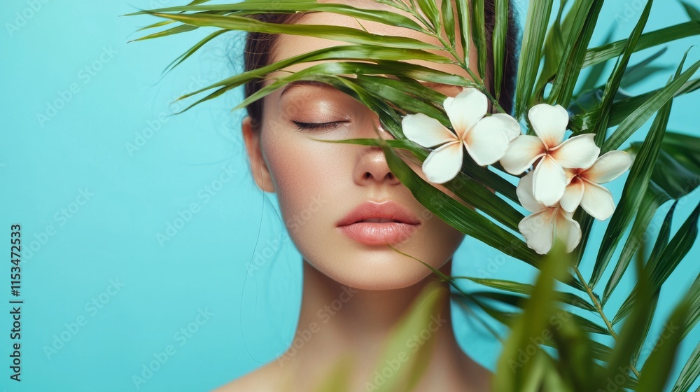 Fototapeta premium Tropical beauty with floral elements