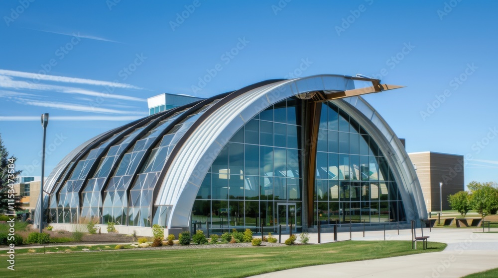 Fototapeta premium Curved Metal Roofing in Building Structure