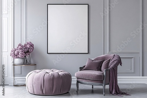 Elegant Living Room Interior Design with Purple Accents