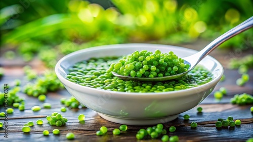 High-Protein Wolffia: Edible Watermeal in Bowl with Spoon