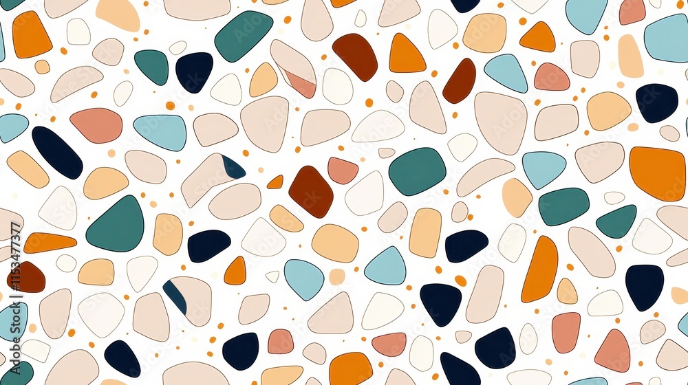 Fototapeta premium Abstract Terrazzo Pattern Seamless Pastel Pebble Texture Background