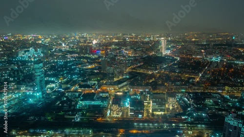 Wallpaper Mural MOSCOW, RUSSIA - NOVEMBER 9, 2024: Night view of Moscow skyline with illuminated buildings and vibrant city lights Torontodigital.ca