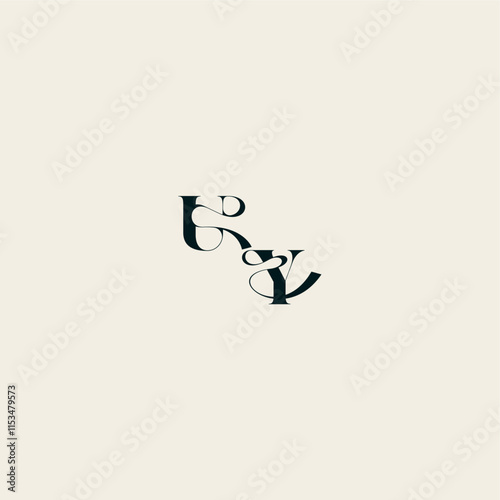 YU letter wedding monogram elegant fancy curve logo bold and hairline initial