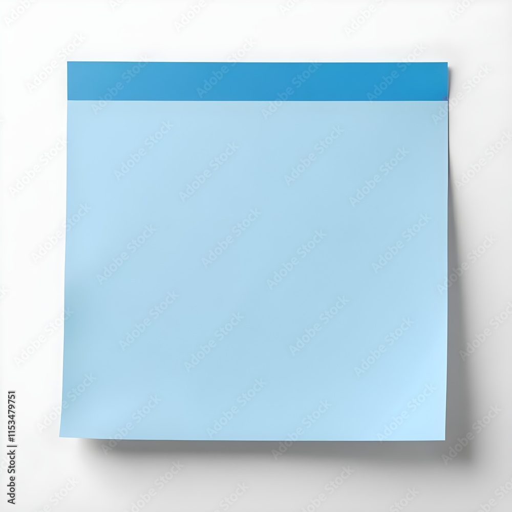 A blue sticky note on a white background A blue sticky note on a white background