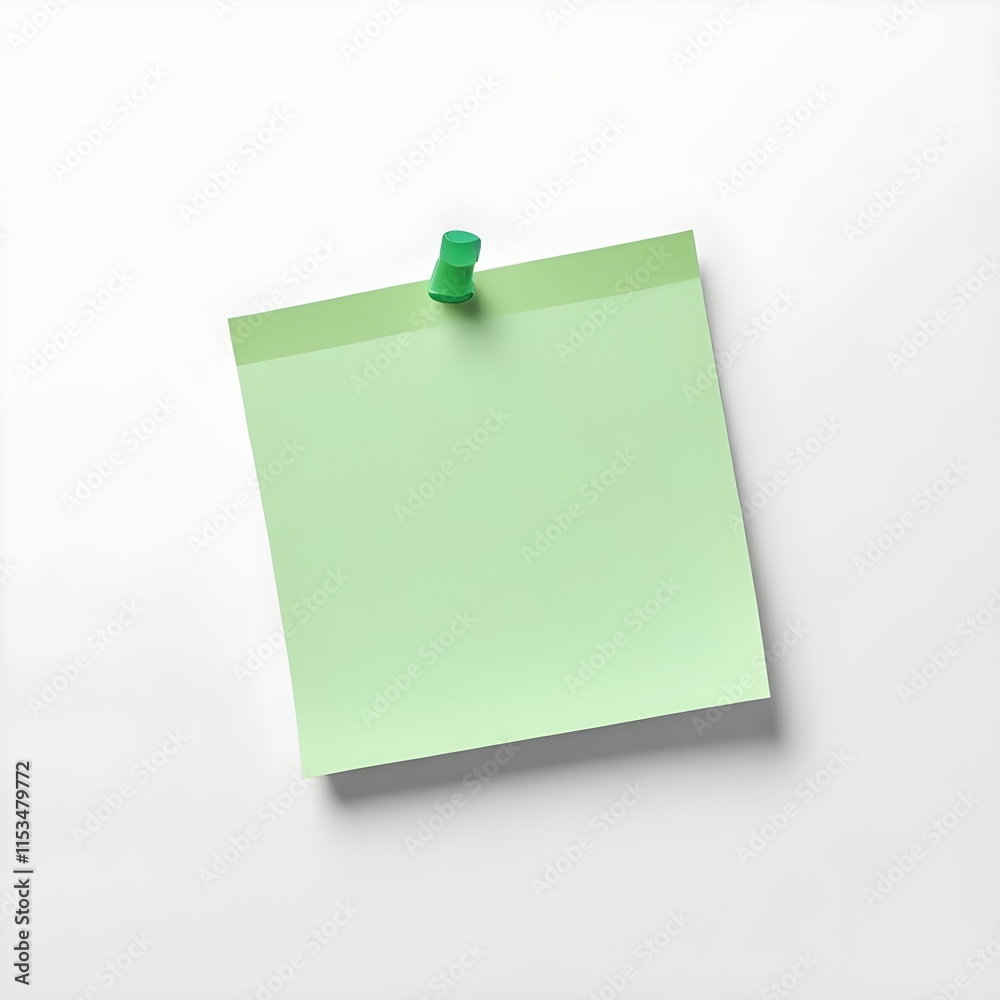 A green sticky note on a white background A green sticky note on a white background