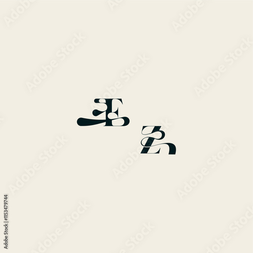 ZF letter wedding monogram elegant fancy curve logo bold and hairline initial