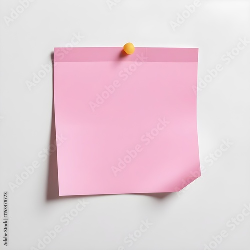 A pink sticky note on a white background
