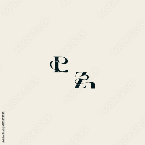 ZI letter wedding monogram elegant fancy curve logo bold and hairline initial