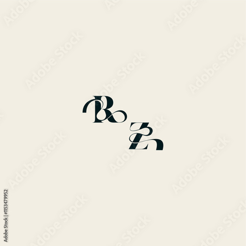 ZR letter wedding monogram elegant fancy curve logo bold and hairline initial